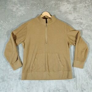 Everlane Sweater Mens Large Brown Mock Neck 1/4‎ Zip Pullover Casual Gorpcore